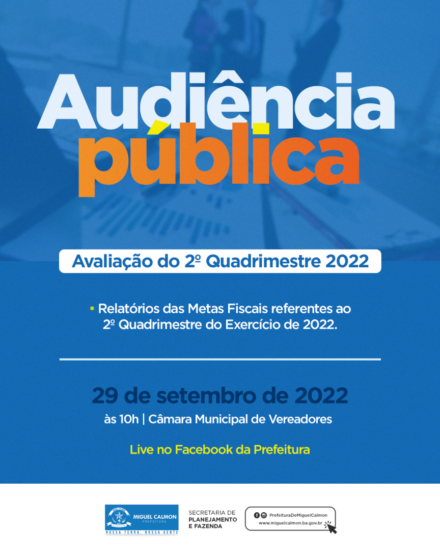 AUDIÊNCIA PÚBLICA de avaliação do 2º quadrimestre de 2022